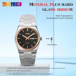 New Fashion Quartz Watch Clock Full Steel Strap with Time/ Week/ Date Waterproof Business Wristwatches For Men 9288