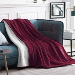 Super Soft Double sided Fleece Throw Blanket-Maroon