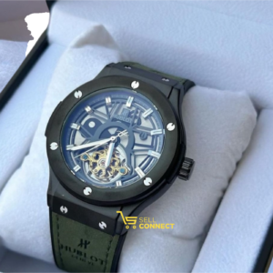 Men's designer automatic hublot watch (green strap)