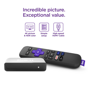 thumbnail image 2 of Roku Express 4K Streaming Player, HD/4K/HDR, Roku Voice Remote With TV Controls, Free & Live TV, Premium HDMI Cable & Smooth Wi-Fi, With 5AVE HDMI Cable And USB Extension Cord 2 of 9