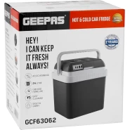 Geepas Hot & Cold Car Fridge | 24L Easy to carry, Portable Mini Cooler & Warmer for Drinks | For Bedroom, Home, Caravan, Car | GCF63062