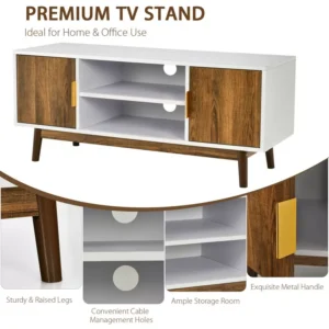 Costway TV Stand Entertainment Media Console w/2 Storage Cabinets & Open Shelves