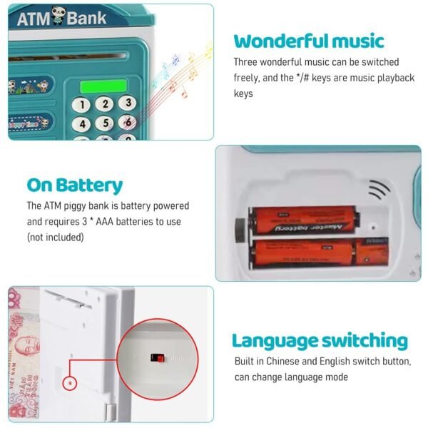 Fingerprint ATM Piggy Bank Saving Box For Kids - Image 5