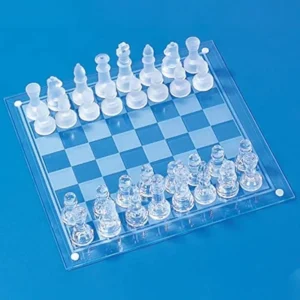 Chess exquisite glass chess game set, solid glass chess pieces, crystal mirror chess board gift for young adult chess