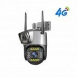 Double Lens PTZ 4G Outdoor IP Camera Two Way Audio uses SIM Card