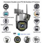 Double Lens PTZ 4G Outdoor IP Camera Two Way Audio uses SIM Card