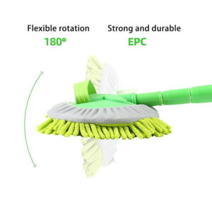 EclipseGuard Car Wash Brush, Car Wash Brush with Telescopic Handle, 2 in 1 Microfibre Chenille Car Wash Mop Cleaning Brush, 2 Mop Heads, Car Wash Brush for Caravan, Car, RV, Truck, Van, Motorhome