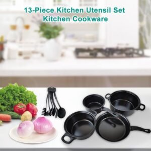 13 Piece Pots and Pans Set Frying Pan and Saucepan Set Cookware Cookware Pan Saucepans, Non-Stick Coating Saute Pan