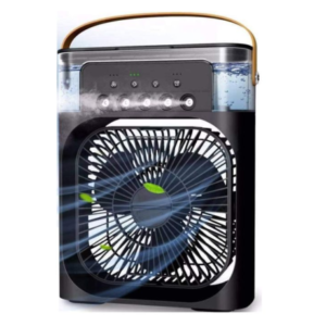 Portable Air Cooler Fan Led With Mist Spray – Black