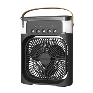 Portable Air Cooler Fan Led With Mist Spray – Black