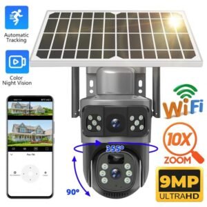 2PCs HD Outdoor Solar PTZ Camera IP66 WiFi and Sim Card Connection