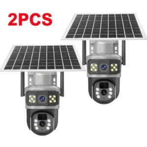 2PCs HD Outdoor Solar PTZ Camera IP66 WiFi and Sim Card Connection
