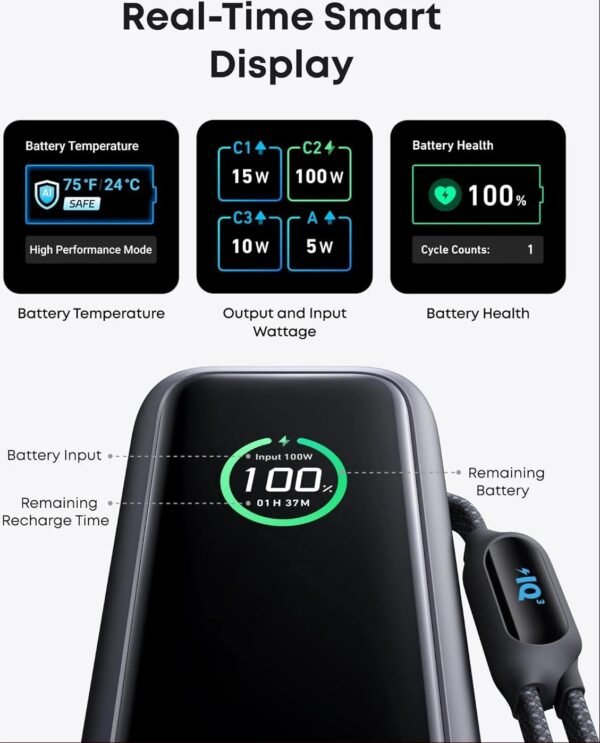 Anker Zolo Power Bank, 25,000mAh, 165W Ultra-Fast Portable Charger for Dual Laptops - Image 3