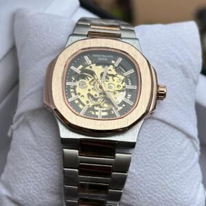 Stainless steel plain black mechanical watch