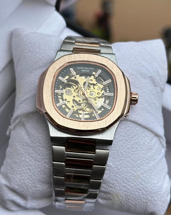 Stainless steel plain black mechanical watch - Image 2