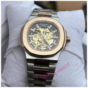 Stainless steel plain black mechanical watch