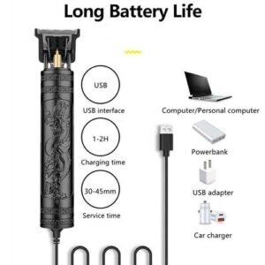 GUEETON Rechargeable Metal Simple Style Hair Clipper Black