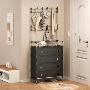 Dust Proof Multifunctional Coat And Shoes Rack, Multi Layer Shoe Storage Rack, Living Room Organizer Shelf