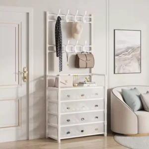 Dust Proof Multifunctional Coat And Shoes Rack, Multi Layer Shoe Storage Rack, Living Room Organizer Shelf