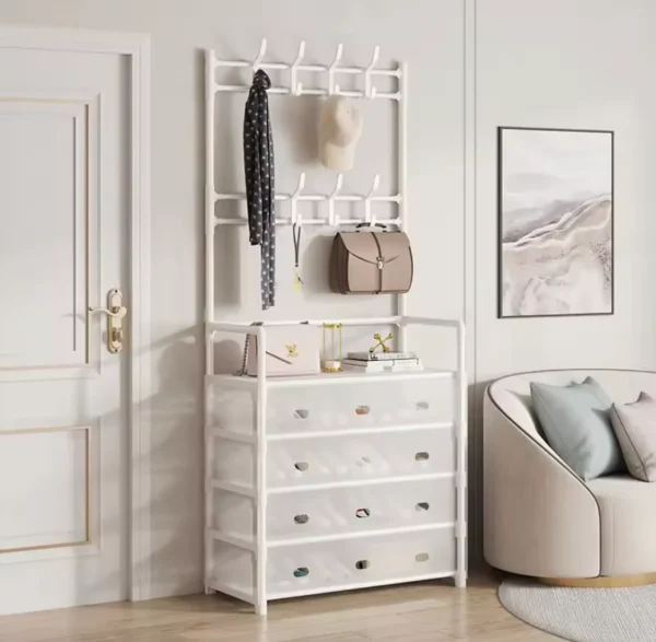 Dust Proof Multifunctional Coat And Shoes Rack, Multi Layer Shoe Storage Rack, Living Room Organizer Shelf - Image 4