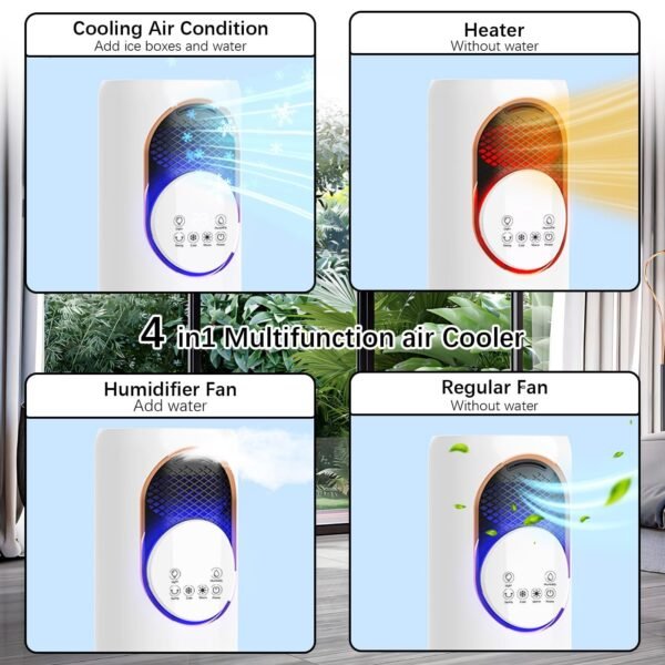 4-in-1 Humidifier, Room Heater, Air Cooler & Tower Fan – 1600W | Remote Control - Image 2