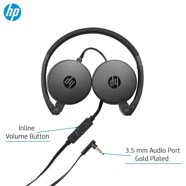 HP H2800 Wired Headset with in-line Microphone & Headset Controls (Black) - Image 2