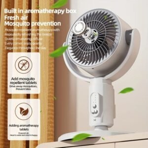 Adjustable high and low fans, equipped with built-in aromatherapy box, mosquito proof, 5-speed, Type-C charging port, lithium battery power supply, remote control, air circulation device, modern fan USB charging port