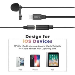 Boya BY M1 Lavalier Stereo Clip Aux Microphone, Aux Wired Mic
