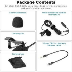 Boya BY M1 Lavalier Stereo Clip Aux Microphone, Aux Wired Mic