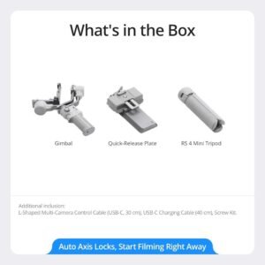 DJI RS4 Mini Camera Gimbal Stabilizer Includes Extended Grip/Tripod, 3100mAh Battery
