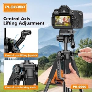 PLOKAMA 180cm Multifunctional Tripod Sturdy And Adjustable Tripod With 360° Rotation – Ideal For Cameras And Smartphones