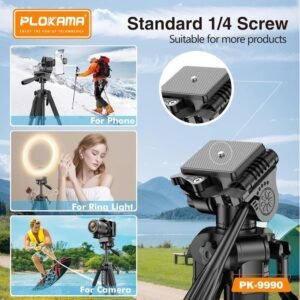 PLOKAMA 180cm Multifunctional Tripod Sturdy And Adjustable Tripod With 360° Rotation – Ideal For Cameras And Smartphones