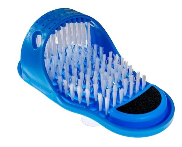 Shower Foot Scrubber Washing Brush Sandal - Bath Feet Cleaner Exfoliating Spa - Non Slip Suction Cup With Pumice Stone (Blue)