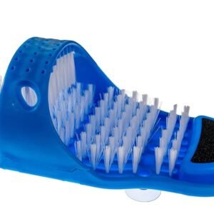 Shower Foot Scrubber Washing Brush Sandal - Bath Feet Cleaner Exfoliating Spa - Non Slip Suction Cup With Pumice Stone (Blue)