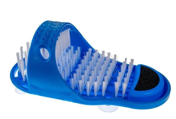 Shower Foot Scrubber Washing Brush Sandal - Bath Feet Cleaner Exfoliating Spa - Non Slip Suction Cup With Pumice Stone (Blue) - Image 2