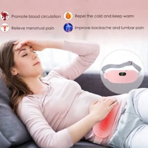 Menstrual Heating Pad Heating Belt Relieves Menstrual Abdominal Pain Heat Belt Menstrual Pad Heat and Massage 3 Heat Settings 4 Massage Modes (Pink), Pack of 1
