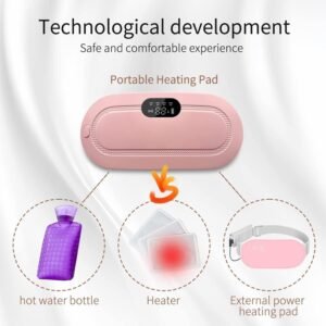 Menstrual Heating Pad Heating Belt Relieves Menstrual Abdominal Pain Heat Belt Menstrual Pad Heat and Massage 3 Heat Settings 4 Massage Modes (Pink), Pack of 1