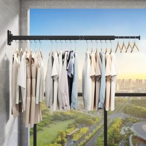Collapsible Drying Racks, Wall Mounted Clothes Drying Rack, Retractable Laundry Rack for Hanging Clothes, Foldable