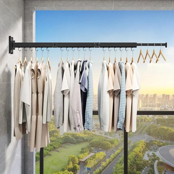 Collapsible Drying Racks, Wall Mounted Clothes Drying Rack, Retractable Laundry Rack for Hanging Clothes, Foldable - Image 5