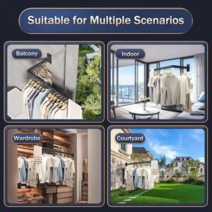 Collapsible Drying Racks, Wall Mounted Clothes Drying Rack, Retractable Laundry Rack for Hanging Clothes, Foldable