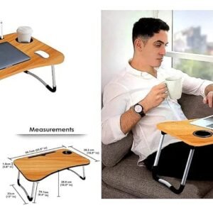Foldable Laptop Table with Cup Holder, Study Table, Bed Table, Breakfast Table.