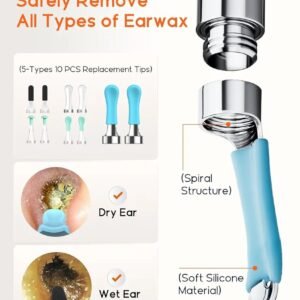 BEBIRD Ear Wax Removal Tool R1 Upgraded Version with 1080HD Camara, Waterproof, Anti-Fall Off Eartip, Wireless Otoscop with Light and Camera, Android/iOS Support.