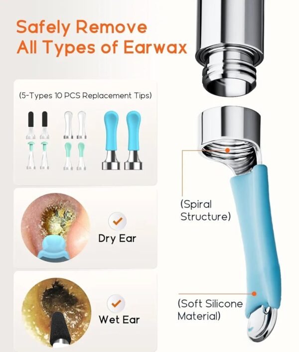 BEBIRD Ear Wax Removal Tool R1 Upgraded Version with 1080HD Camara, Waterproof, Anti-Fall Off Eartip, Wireless Otoscop with Light and Camera, Android/iOS Support. - Image 3