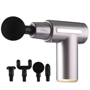 Neck Massager Muscle Massage Gun Muscle Pain Relief USB Rechargeable Fascia Gun Electric Massager Relieving Muscle Massage Massage Gun Fascia Gun, 720 Aluminum Head Gray LCD 1200mah