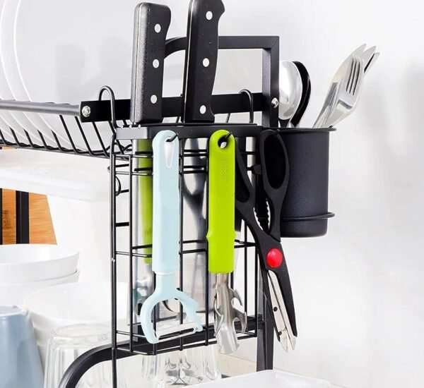 Dish Drainer Rack Dish Drying Rack 3-Tier Drip Tray, Spice Rack Stainless Steel Drain Storage Rack Kitchen Organizer Shelf with Drain Board, Utensils Holder - Image 9