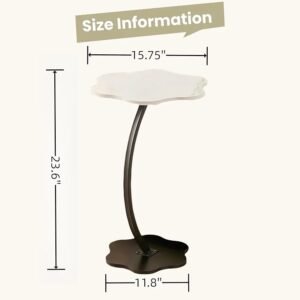 C Shaped Side Table, End Table, C Shaped Sofa Side Table, Couch Side Tables Modern Design, Coffee Eating Snack Time Tray for Living Room Office, Metal and Wood (White+Black)