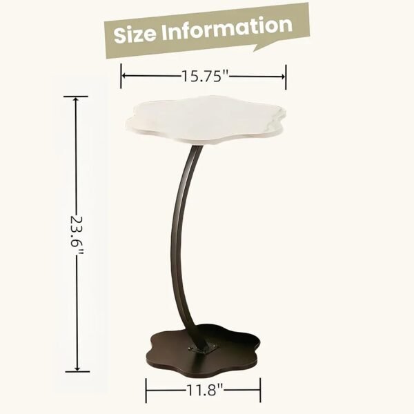 C Shaped Side Table, End Table, C Shaped Sofa Side Table, Couch Side Tables Modern Design, Coffee Eating Snack Time Tray for Living Room Office, Metal and Wood (White+Black) - Image 3