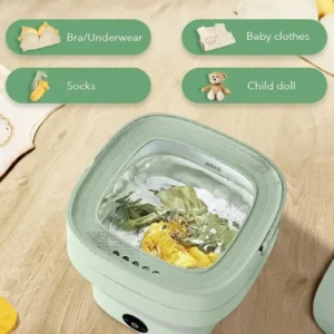 Machine with Spinner, Ultrasonic Turbine Washing Machine, Portable Turbo Washer for Travel, Foldable Bucket Type Laundry Clothes Washer, Lightweight Collapsible Bucket Washing Machine