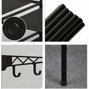 Multifunctional Clothes Hanger Stand, Simple Fashion Clothes Wardrobe, Double Row Clothes Rack, Floor Garment Storage Wardrobe, Metal Black Floor Standing Coat Rack, Hallway Furniture Assembly Hanger Shelf