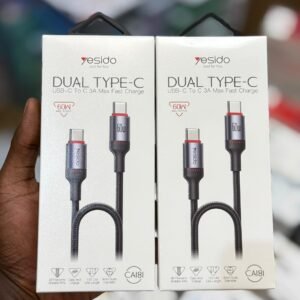 Yesido CA183 2M PD60W Fast Charging Type-C To Type-C 48-Strand Braided Cable Power LED Light Data Cable